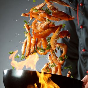 krewetki stir fry na woku