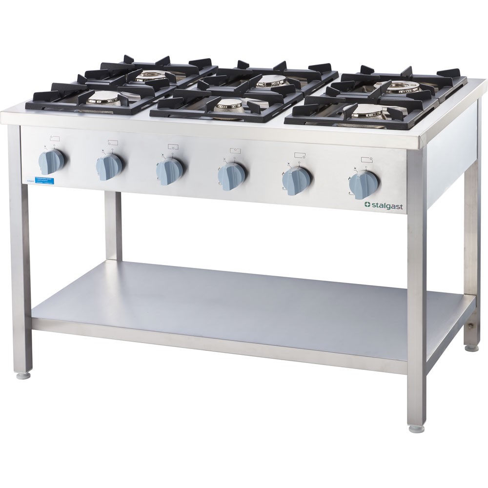 Stalgast Kuchnia gazowa wolnostojąca 6 palnikowa z półką 32,5 kW - propan-butan