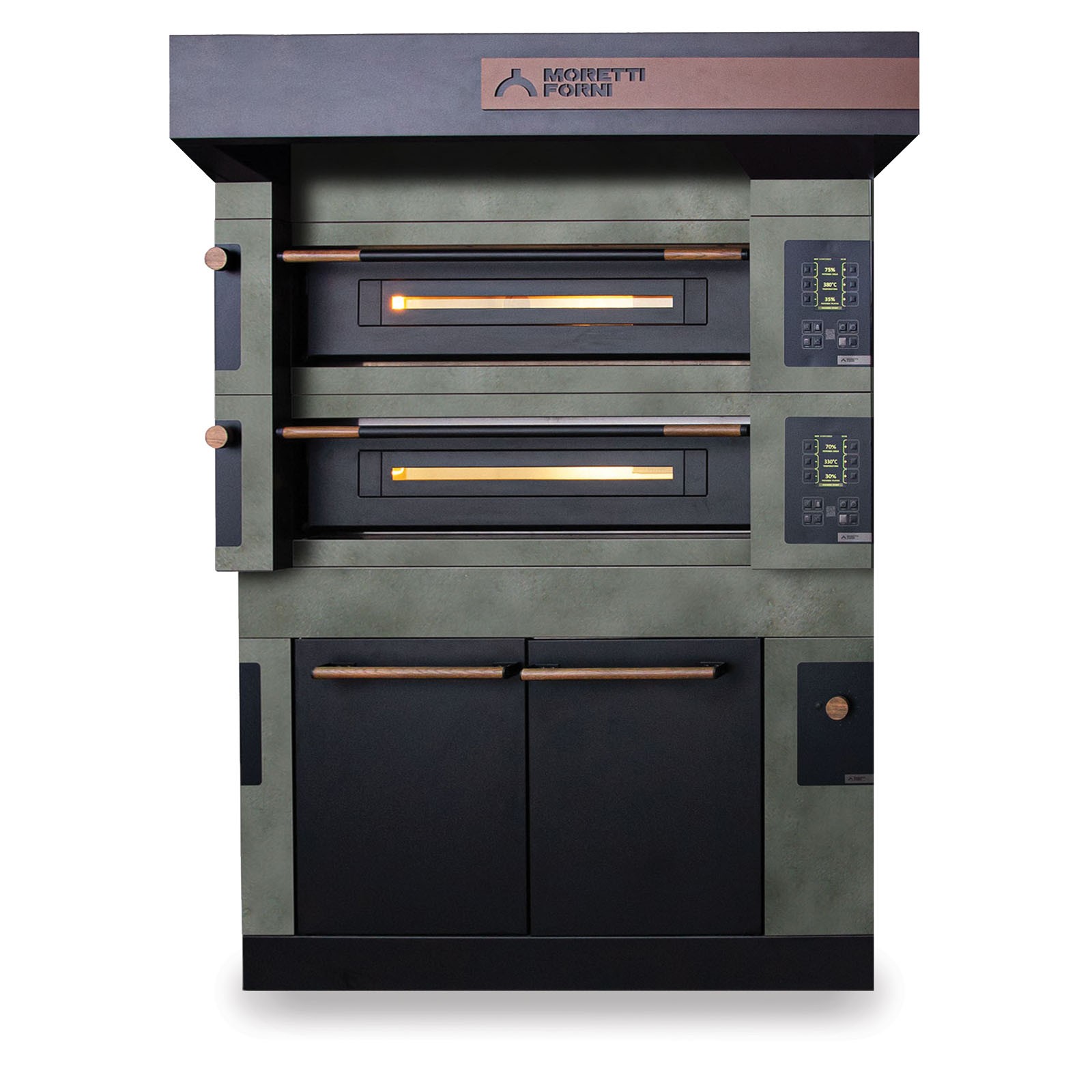 Moretti Forni Piec do pizzy 2-komorowy Icon z okapem i komorą rozrostu 2x6x32 cm | serieS
