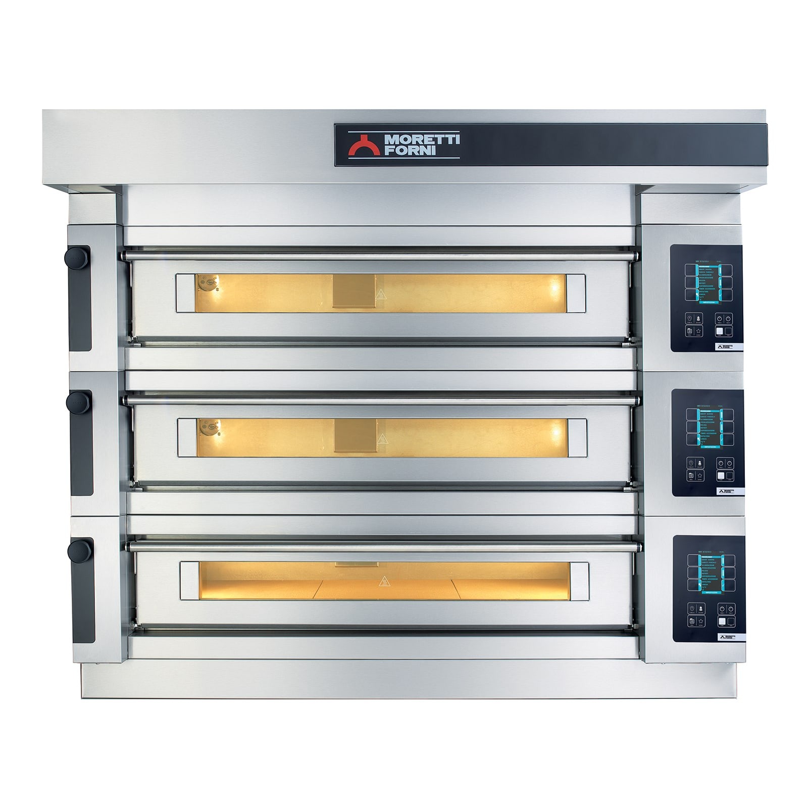 Moretti Forni Piec do pizzy3-komorowy z okapem i bazą 3x10x35 cm | SerieS