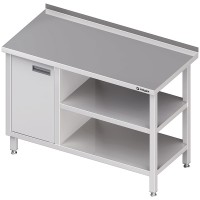 Stalgast Stół przyścienny z szafką (L) i dwoma półkami 800x600x850 mm