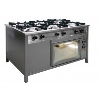 Egaz Kuchnia gazowa 6-palnikowa 36,5 kW + płomień pilotujący z piekarnikiem elektrycznym 5,1 kW 1300x700x850 mm TGP-6737/PKE-3