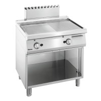 Bartscher Płyta grillowa gazowa gładko-ryflowana 800 mm z otwartą podstawą | 700 Classic