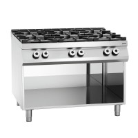Bartscher Kuchnia gazowa 6-palnikowa z podstawą otwartą 37,5 kW | 900 Master