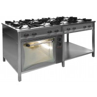 Egaz Kuchnia gazowa 8-palnikowa 41,5 kW z piekarnikiem elektrycznym 5,1 kW i półką 1740x900x850 mm TG-840/PKE-3
