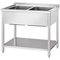 Gredil Stół ze zlewem dwukomorowym (P) z półką 1400x600x850 mm skręcany