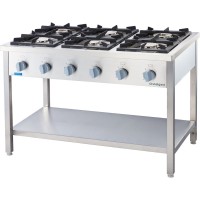 Stalgast Kuchnia gazowa wolnostojąca 6 palnikowa z półką 32,5 kW - propan-butan