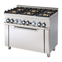 RM Kuchnia gazowa 6-palnikowa z piekarnikiem elektrycznym konwekcyjnym 230 V | CFM6 - 610 GEM
