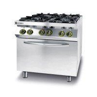 Hendi Kuchnia gazowa 4-palnikowa Kitchen Line z konwekcyjnym piekarnikiem elektrycznym GN 1/1
