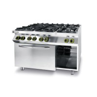 Hendi Kuchnia gazowa 6-palnikowa Kitchen Line z konwekcyjnym piekarnikem elektrycznym GN 1/1