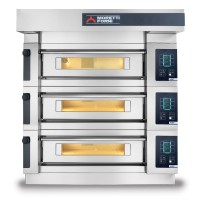Moretti Forni Piec do pizzy 3-komorowy z okapem i bazą Slim 3x6x32 cm | serieS
