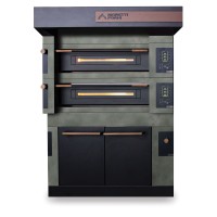 Moretti Forni Piec do pizzy 2-komorowy Icon z okapem i komorą rozrostu 2x4x32 cm | serieS