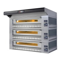 Moretti Forni Piec do pizzy gazowy 3-komorowy z okapem i bazą 3x9x32 cm | SerieP
