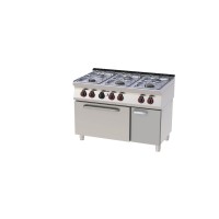 Redfox Kuchnia gazowa 6-palnikowa 31 kW z piekarnikiem elektrycznym statycznym GN 2/1 6,3kW | SPBT 70/120 21GE